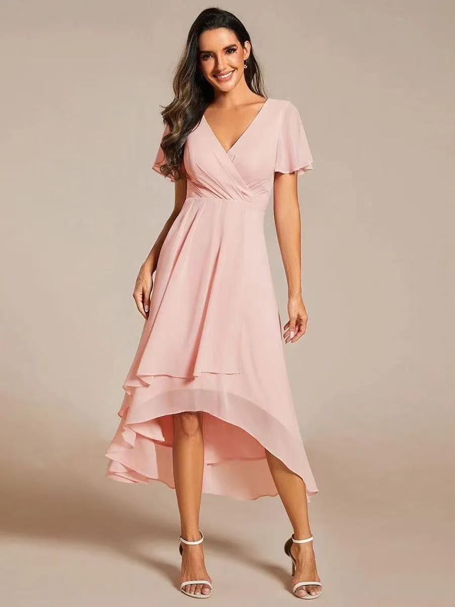 ✨Ruffles Sleeve Pleated V-Neck A-Line Midi Dress