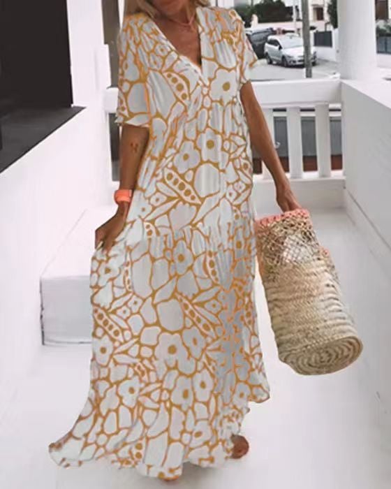 🎁New Short-sleeved Printed Dress