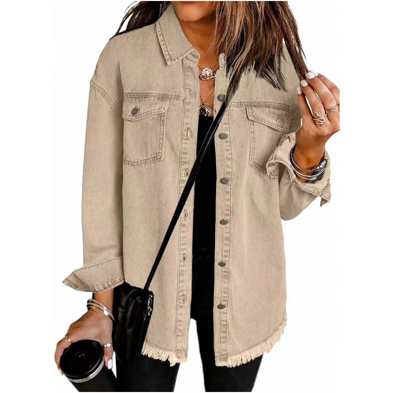 💕Women's Raw Edge Ripped Denim Jacket