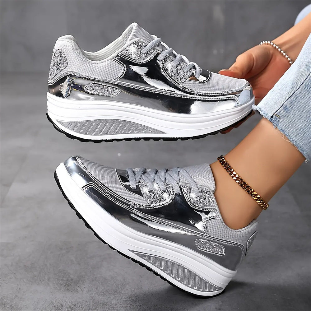 Women’s Trendy Casual Sparkling Style Platform Sneakers