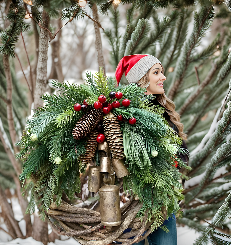 Early Christmas Sale🍭Farmhouse Christmas Wreath Boho Wreath Holiday Wreath