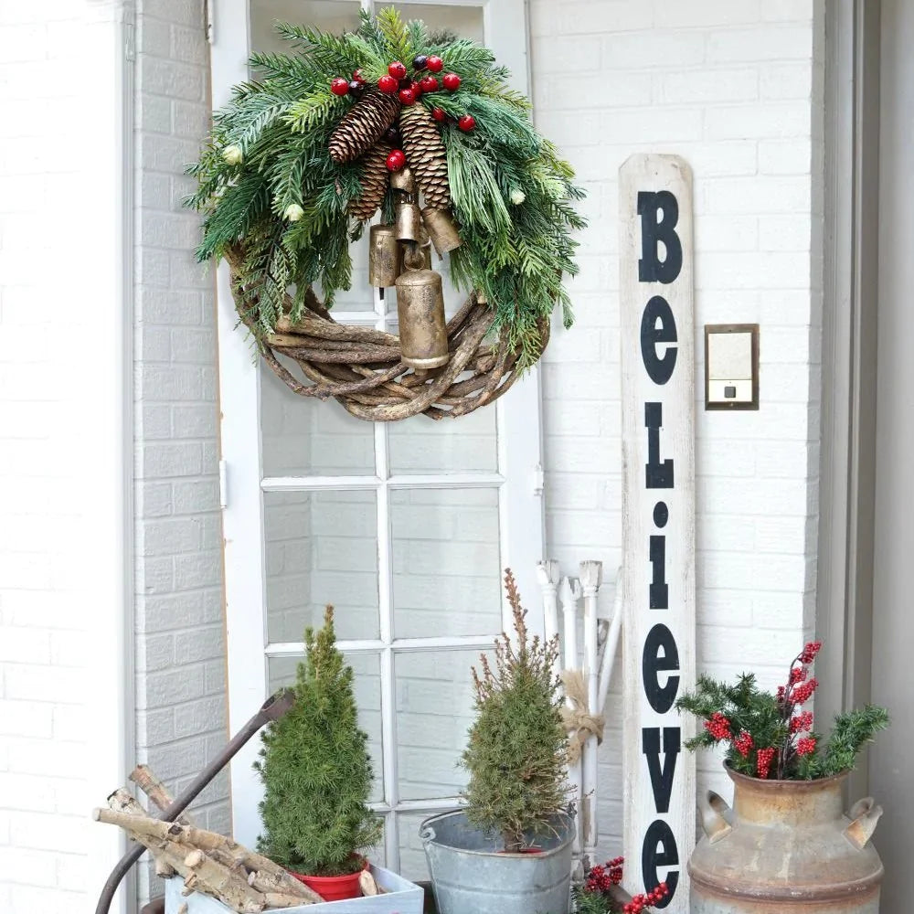 Early Christmas Sale🍭Farmhouse Christmas Wreath Boho Wreath Holiday Wreath