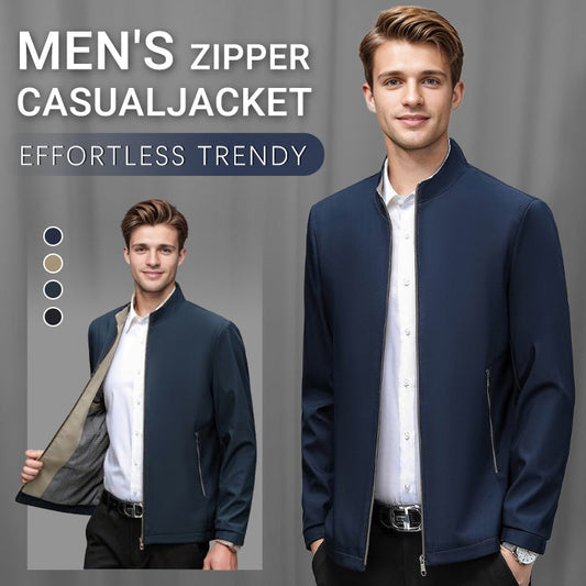 ✨Men's Standing Collar Zipper Casual Jacket