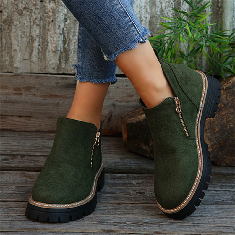 Women's Fashion Solid Color Ankle Boots
