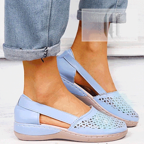 Women Wedges Orthopedic Hollow Out PU Summer Vintage Sandals