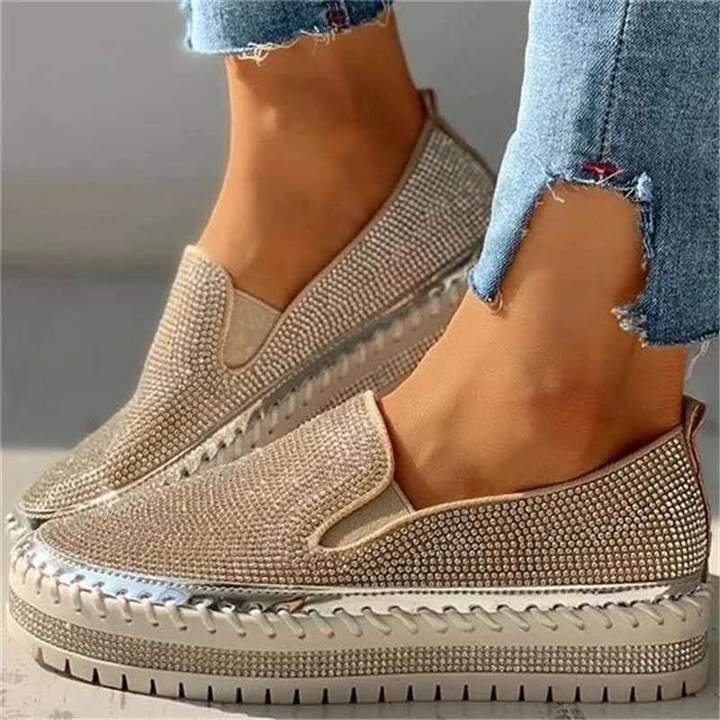 Women Rhinestone Platform Breathable Orthopedic Bunion Corrector Slip-on Shoes