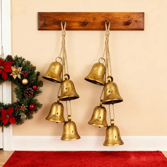 4 PCS Vintage Gold Bell Set Country Style Farmhouse Christmas Decoration