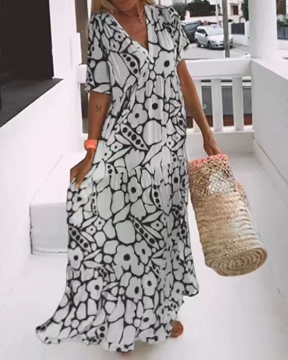 🎁New Short-sleeved Printed Dress