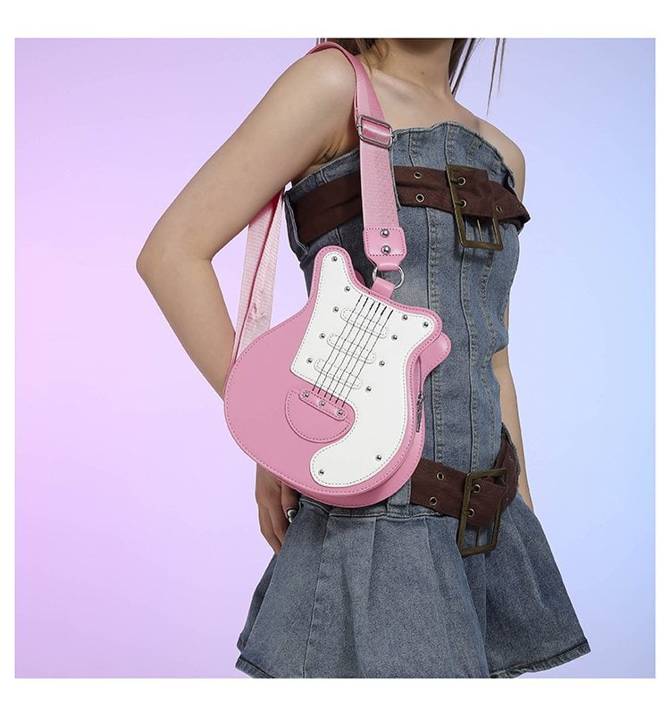 Y2k Style Vintage Guitar Shaped Bag For Girls