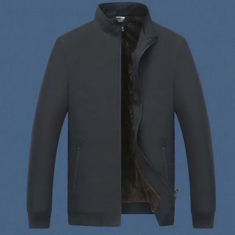 Men's Solid Color Zip Up Warm Jacket