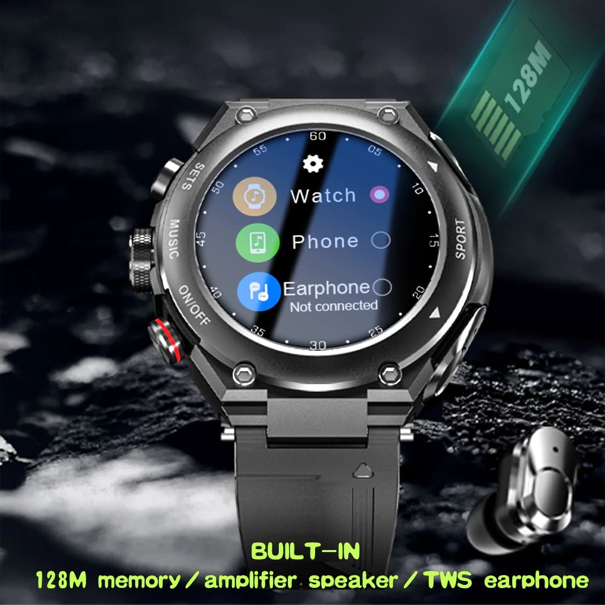 Smartwatch with Wireless Earphones(Works with iPhone & Android)