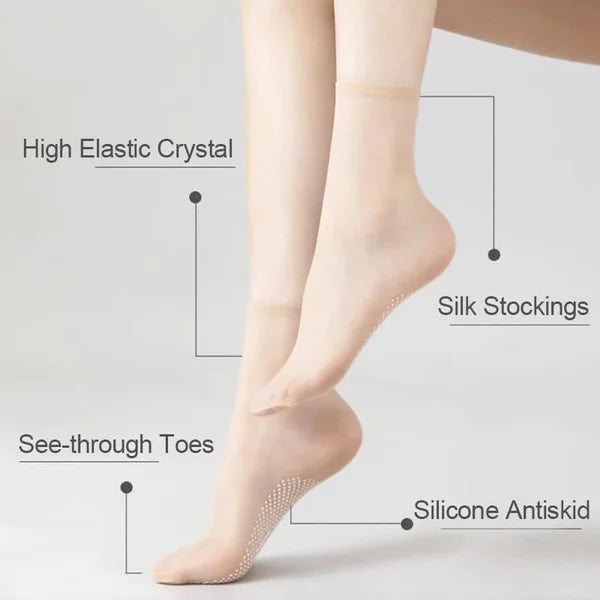 Invisible, Slip-resistant Crystal Silk Socks