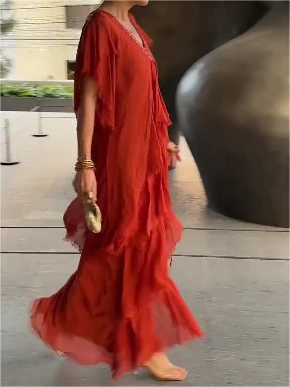 🔥Promotion🔥Elegant V-neck Maxi Dress(BUY 2 FREE SHIPPING)