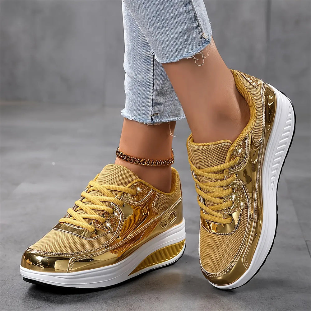 Women’s Trendy Casual Sparkling Style Platform Sneakers