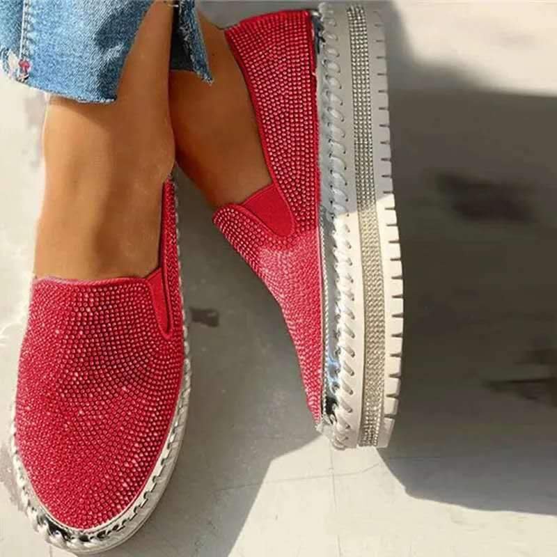 Women Rhinestone Platform Breathable Orthopedic Bunion Corrector Slip-on Shoes