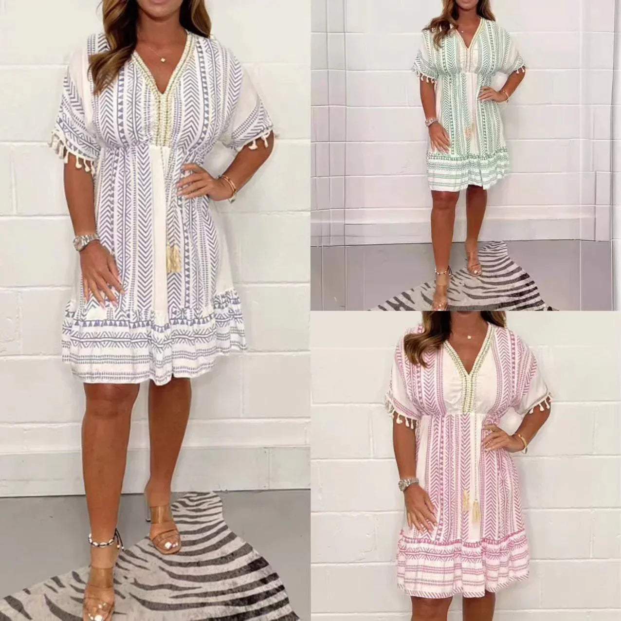 🏖️ Meet Summer-50% OFF👗Ethnic Style Casual Printed Dress